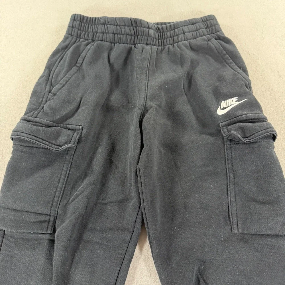 Nike‎ Kids Fleece Cargo Joggers Black Sweatpants Youth Small Boys Girls Unisex